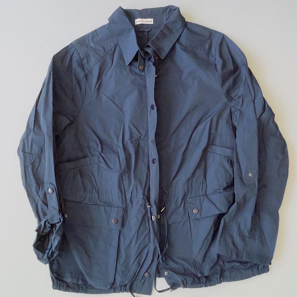 Trixi Schober Germany Navy Blue Utility Field Jacket Cargo Pockets Size 18